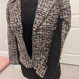 White House Black Market Black Pink Tweed Blazer 00P